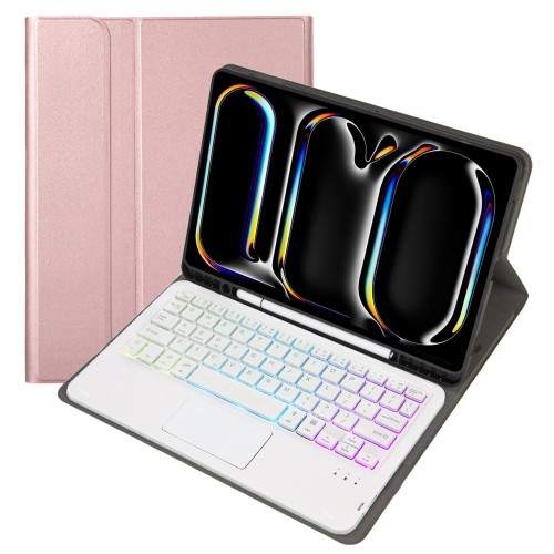 Różowe Etui Podświetlana Klawiatura Gładzik do iPad Pro 11 2024