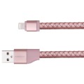 MOMAX Elite Link PRO skórzany kabel USB Lightning 8pin MFi - złoty róż