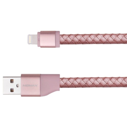 MOMAX Elite Link PRO skórzany kabel USB Lightning 8pin MFi - złoty róż