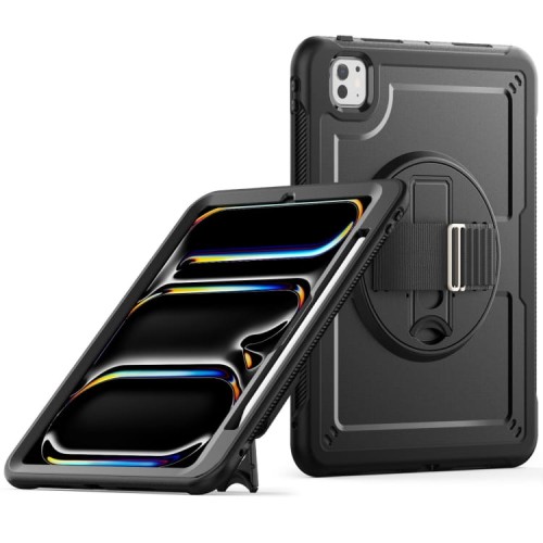 Czarne Pancerne Etui z Obrotowym Uchwytem do iPad Pro 11 2024