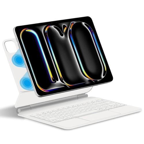 Białe Magnetyczne Etui Klawiatura TouchPad do iPad Pro 11 2024