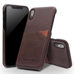 Skórzane Etui Plecki QIALINO iPhone X 10 brązowe ciemne