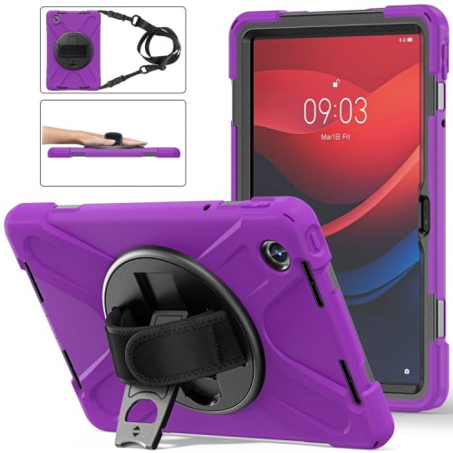 X-Shape Pancerne Mocne Etui z Uchwytem i Paskiem do Lenovo Tab M11 fioletowe
