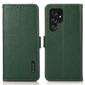 KHAZNEH Skórzane Etui Pokrowiec FRID do Samsung Galaxy S25 Ultra zielone