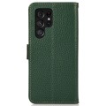 KHAZNEH Skórzane Etui Pokrowiec FRID do Samsung Galaxy S25 Ultra zielone