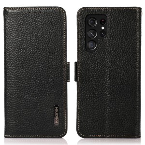 KHAZNEH Skórzane Etui Pokrowiec FRID do Samsung Galaxy S25 Ultra czarne