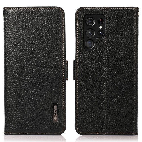 KHAZNEH Skórzane Etui Pokrowiec FRID do Samsung Galaxy S25 Ultra czarne