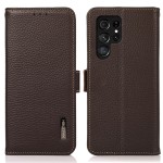 KHAZNEH Skórzane Etui Pokrowiec FRID do Samsung Galaxy S25 Ultra brązowe