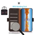 KHAZNEH Skórzane Etui Pokrowiec FRID do Samsung Galaxy S25 Ultra brązowe