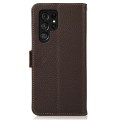 KHAZNEH Skórzane Etui Pokrowiec FRID do Samsung Galaxy S25 Ultra brązowe