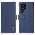 KHAZNEH Skórzane Etui Pokrowiec do Samsung Galaxy S25 Ultra niebieskie