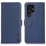 KHAZNEH Skórzane Etui Pokrowiec do Samsung Galaxy S25 Ultra niebieskie