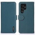 KHAZNEH Skórzane Etui Pokrowiec do Samsung Galaxy S25 Ultra zielone