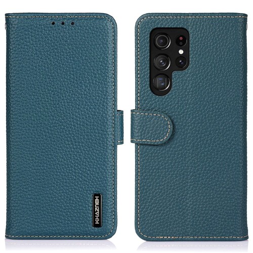 KHAZNEH Skórzane Etui Pokrowiec do Samsung Galaxy S25 Ultra zielone