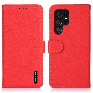 KHAZNEH Skórzane Etui Pokrowiec do Samsung Galaxy S25 Ultra czerwone