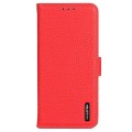 KHAZNEH Skórzane Etui Pokrowiec do Samsung Galaxy S25 Ultra czerwone