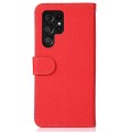 KHAZNEH Skórzane Etui Pokrowiec do Samsung Galaxy S25 Ultra czerwone