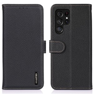 KHAZNEH Skórzane Etui Pokrowiec do Samsung Galaxy S25 Ultra czarne