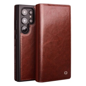QIALINO Eleganckie Skórzane Etui do Samsung Galaxy S25 Ultra brązowe
