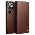 QIALINO Skórzane Matowe Etui do Samsung Galaxy S25 Ultra brązowe