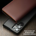 QIALINO Skórzane Matowe Etui do Samsung Galaxy S25 Ultra brązowe