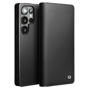 QIALINO Skórzane Matowe Etui do Samsung Galaxy S25 Ultra czarne