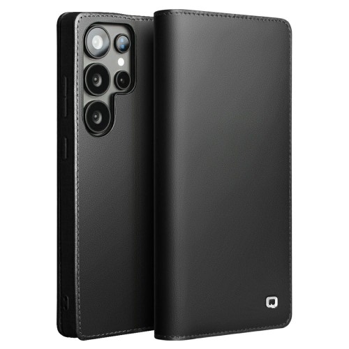 QIALINO Skórzane Matowe Etui do Samsung Galaxy S25 Ultra czarne