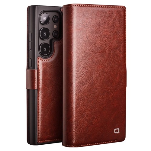 QIALINO Eleganckie Skórzane Etui do Samsung Galaxy S25 Ultra brązowe