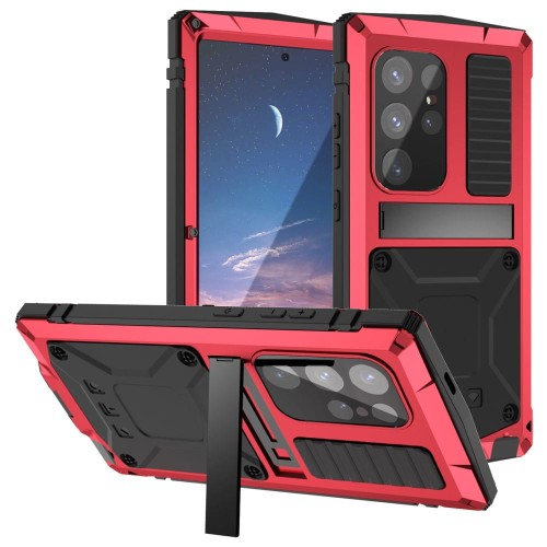 R-JUST Pancerne Etui Antywstrząsowe do Samsung Galaxy S25 Ultra czerwone