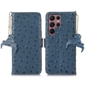 Skórzane Etui Pokrowiec do Samsung Galaxy S25 Ultra niebieskie