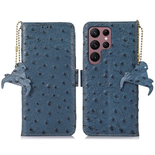 Skórzane Etui Pokrowiec do Samsung Galaxy S25 Ultra niebieskie