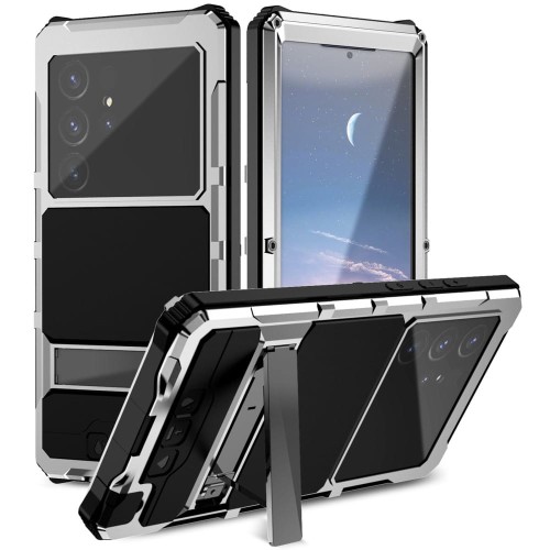 R-JUST Pancerne Etui Antywstrząsowe do Samsung Galaxy S25 Ultra srebrne