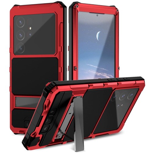 R-JUST Pancerne Etui Antywstrząsowe do Samsung Galaxy S25 Ultra czerwone