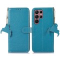 Skórzane Etui RFiD do Samsung Galaxy S25 Ultra niebieskie