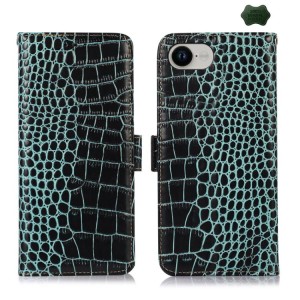 Zielone Eleganckie Skórzane Etui Pokrowiec do iPhone 16e
