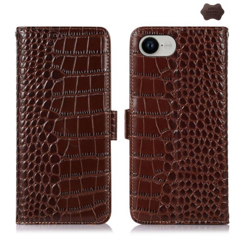 Brązowe Eleganckie Skórzane Etui Pokrowiec do iPhone 16e