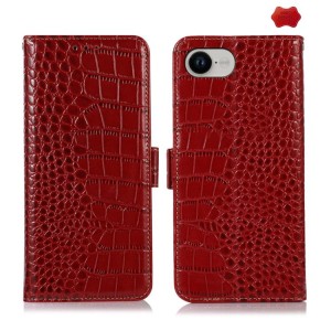 Czerwone Eleganckie Skórzane Etui Pokrowiec do iPhone 16e 