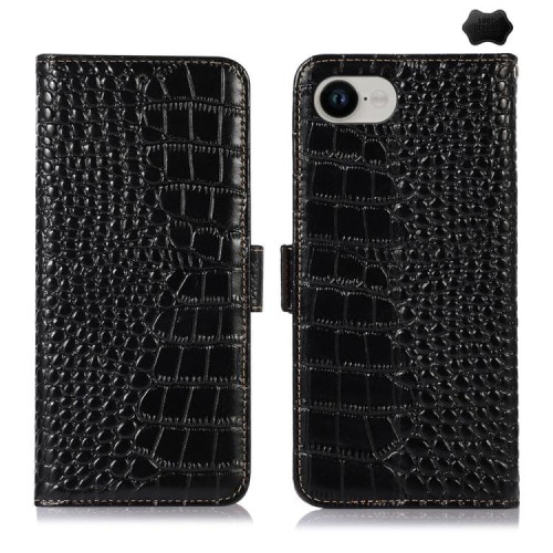 Czarne Eleganckie Skórzane Etui Pokrowiec do iPhone 16e