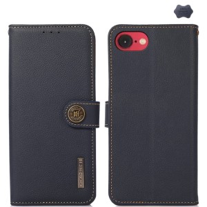 Skórzane Etui KHAZNEH z RFID do iPhone 16e niebieskie