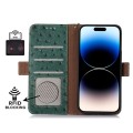 Skórzane Etui Pokrowiec z RFID do iPhone 16e zielony
