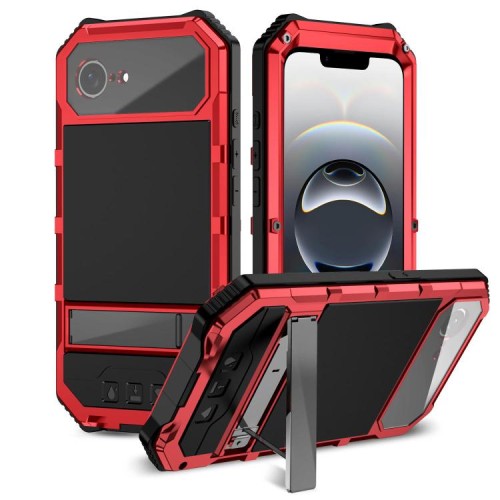 R-JUST Pancerne Etui Antywstrząsowe do iPhone 16e czerwone