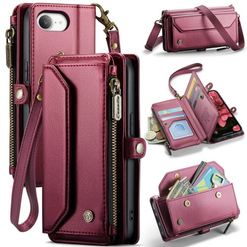 CASEME Wielofunkcyjne Etui Portfel do iPhone 16e czerwone