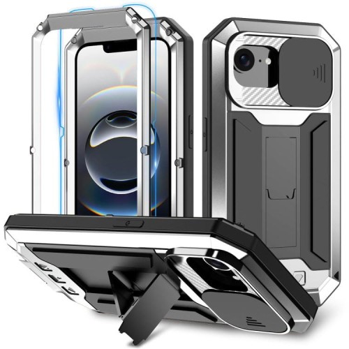 R-JUST Pancerne Etui Antywstrząsowe do iPhone 16e srebrne