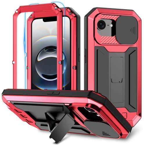 R-JUST Pancerne Etui Antywstrząsowe do iPhone 16e czerwone