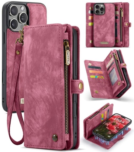 CASEME Etui Pokrowiec Portfel do iPhone 16 Pro Max czerwony