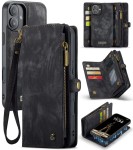 CASEME Czarne Etui Pokrowiec Portfel do iPhone 16