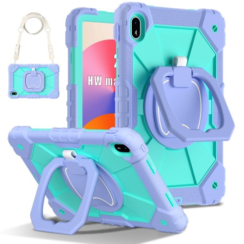 Pancerne Etui z Uchwytem i Paskiem do Huawei MatePad SE 11 2024 fioletowo-zielone