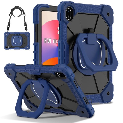 Pancerne Etui z Uchwytem i Paskiem do Huawei MatePad SE 11 2024 granatowo-czarne
