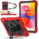 Mocne Etui z Uchwytem i Paskiem do Huawei MatePad SE 11 2024 czerwone