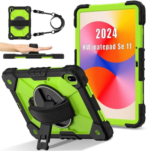 Mocne Etui z Uchwytem i Paskiem do Huawei MatePad SE 11 2024 zielone